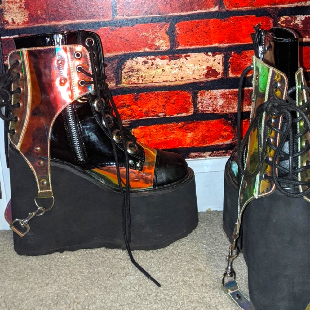 Dollskill platform holographic boots